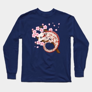 Red Stripe Gargoyle Gecko With Sakura Flowers Long Sleeve T-Shirt